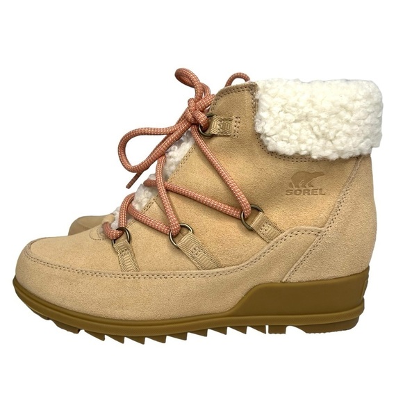 Sorel Evie Cozy Lace Wedge Boot Ceramic Paradox Pink Size 10 NEW - Picture 5 of 15